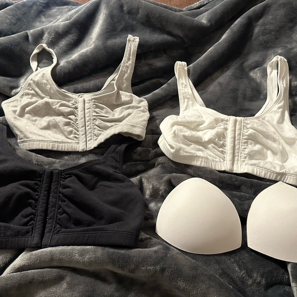 Fruit Of The Loom Front Closure Sports Bras - Black, Gray, and White